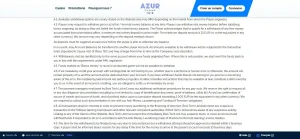 Conditions officielles Azur Casino sur les dépôts et retraits