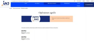 Liste officielle ANJ des opérateurs agréés en France