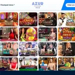 Section Jeux en direct du lobby officiel Azur Casino avec roulette et blackjack